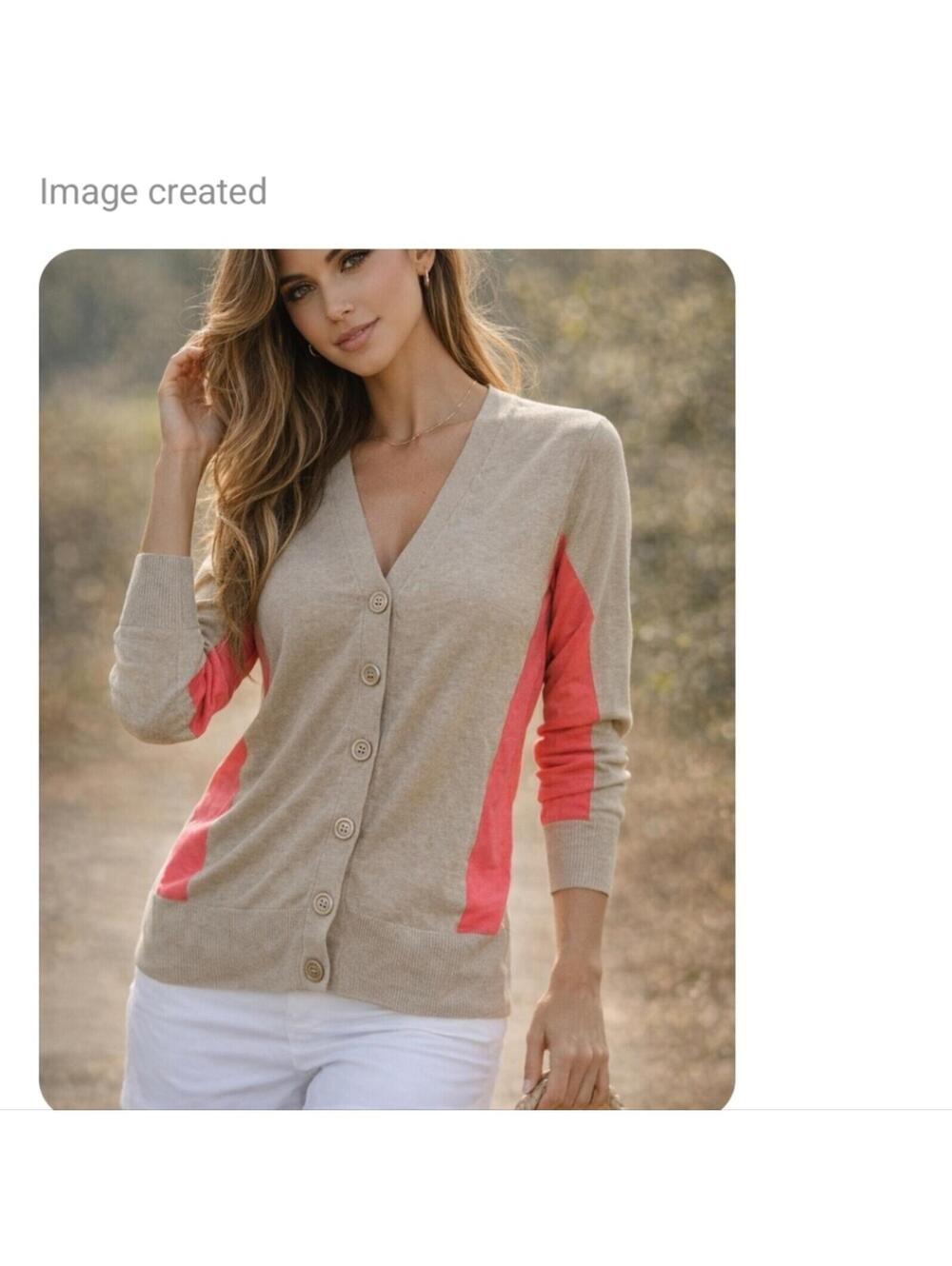 New EP Pro 100% Cotton Cardigan Coral & Tan Women's Small Petite